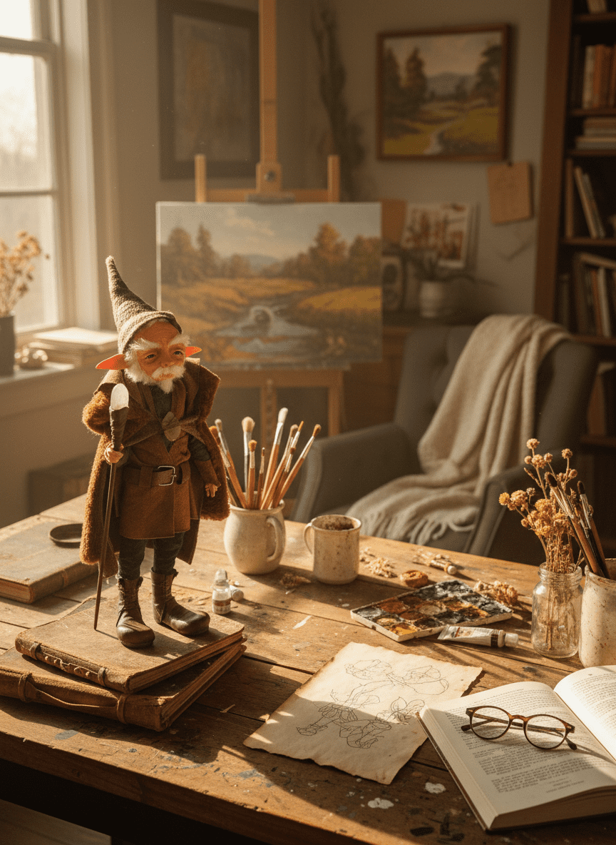 Enzo — handmade wisdom guardian art piece by Duendes del Uruguay, view 5