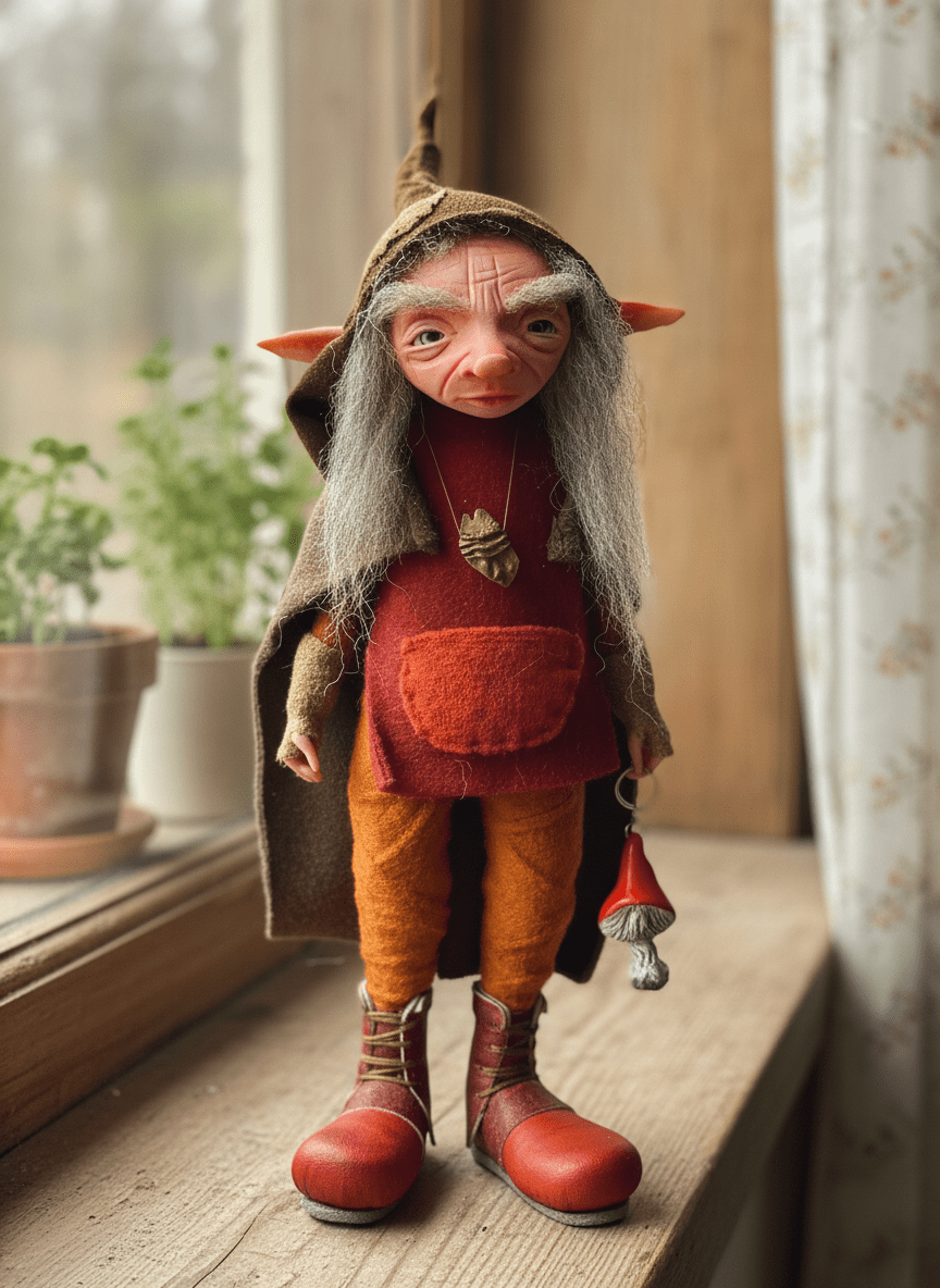 Neil — handmade abundance and money guardian art piece by Duendes del Uruguay, view 5