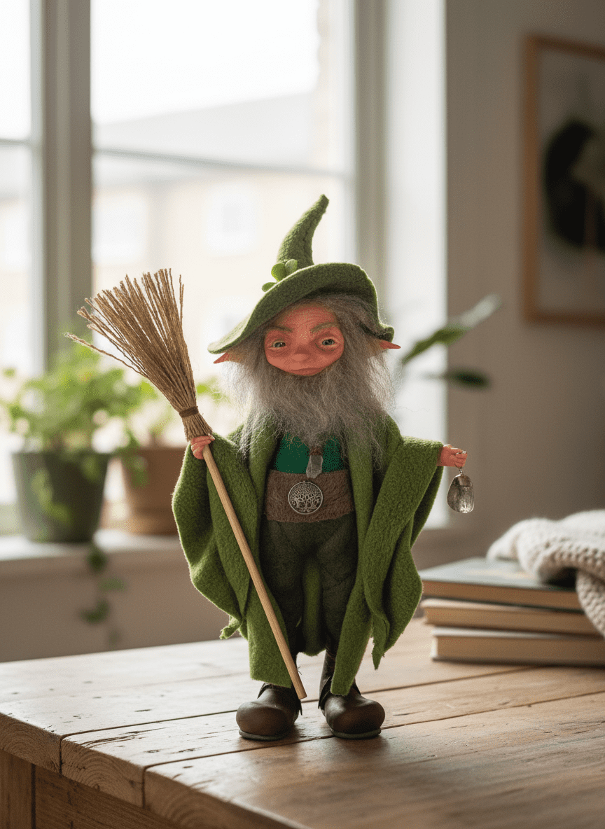 Groen — handmade health and healing guardian art piece by Duendes del Uruguay, view 6
