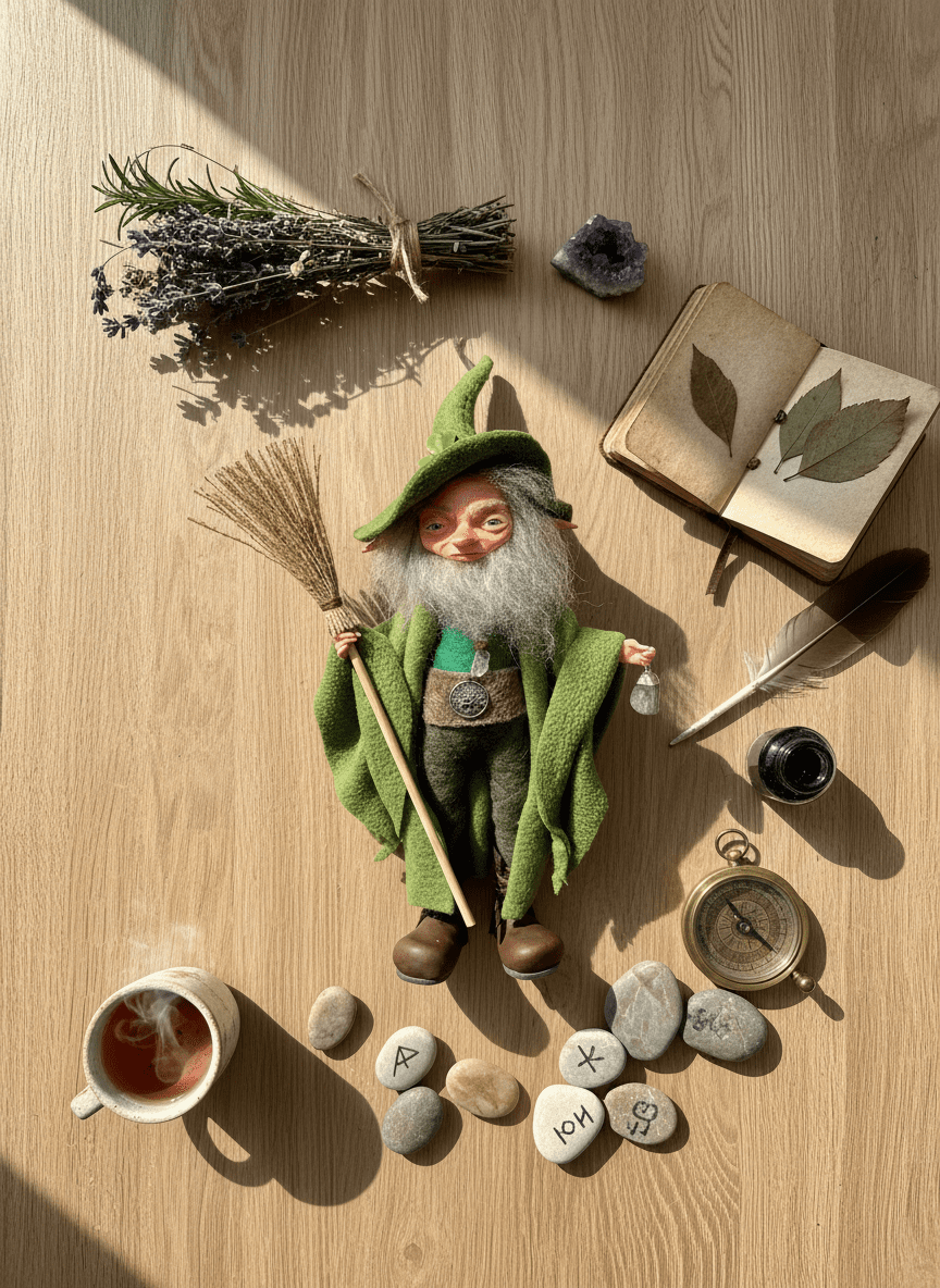 Groen — handmade health and healing guardian art piece by Duendes del Uruguay, view 5