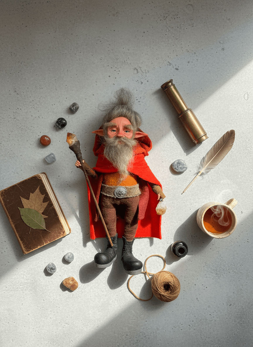 Emir — handmade abundance and money guardian art piece by Duendes del Uruguay, view 6