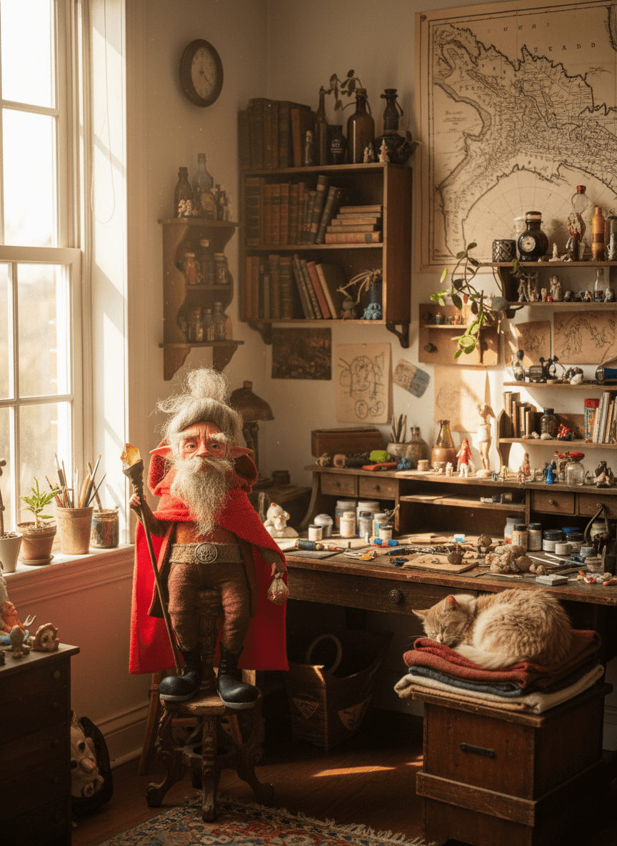 Emir — handmade abundance and money guardian art piece by Duendes del Uruguay, view 7