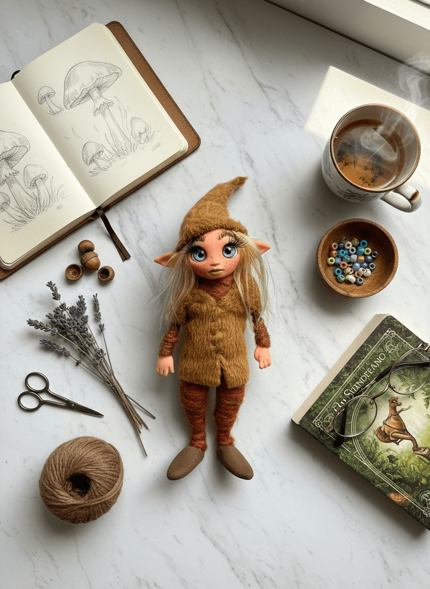 Daisy - Pixie — handmade abundance and money guardian art piece by Duendes del Uruguay, view 7