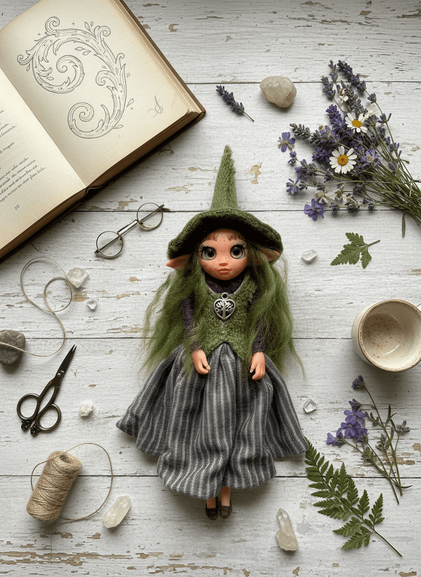 Lena - Pixie — pieza artística de un guardián de la espiritualidad, hecha a mano por Duendes del Uruguay, vista 7.