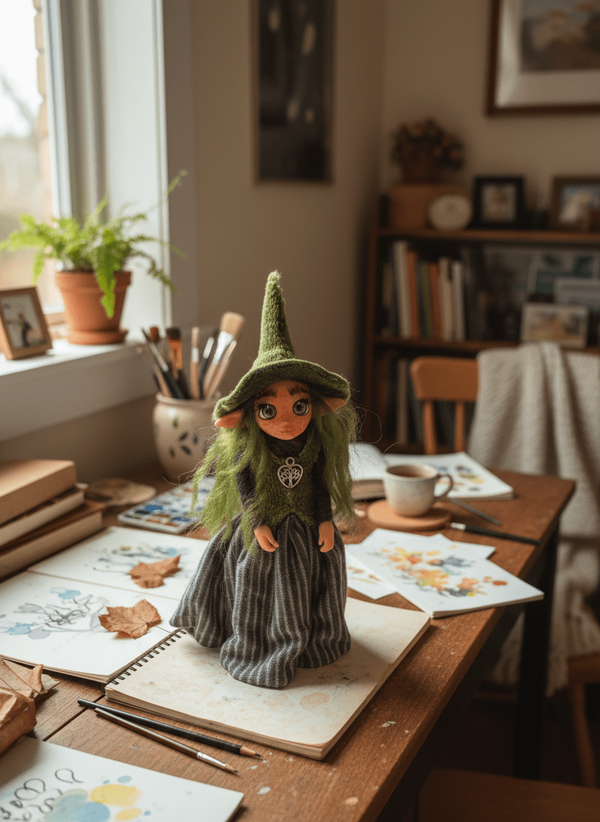 Lena - Pixie — pieza artística de un guardián de la espiritualidad, hecha a mano por Duendes del Uruguay, vista 6.