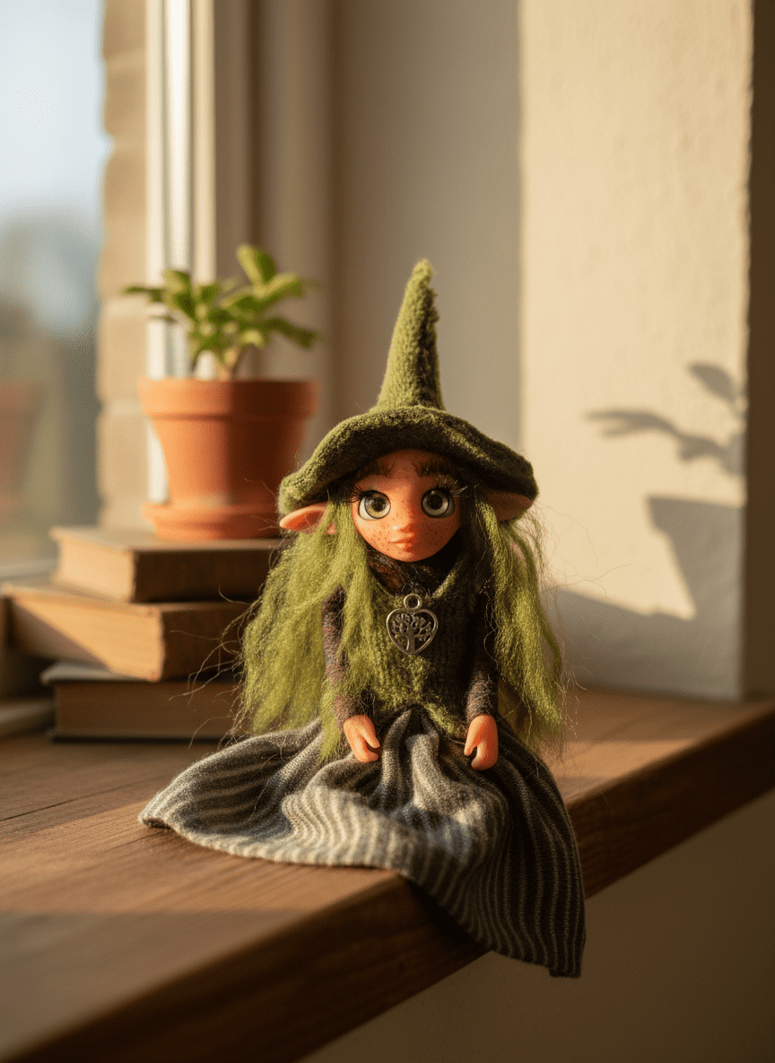 Lena - Pixie — pieza artística de un guardián de la espiritualidad, hecha a mano por Duendes del Uruguay, vista 5.
