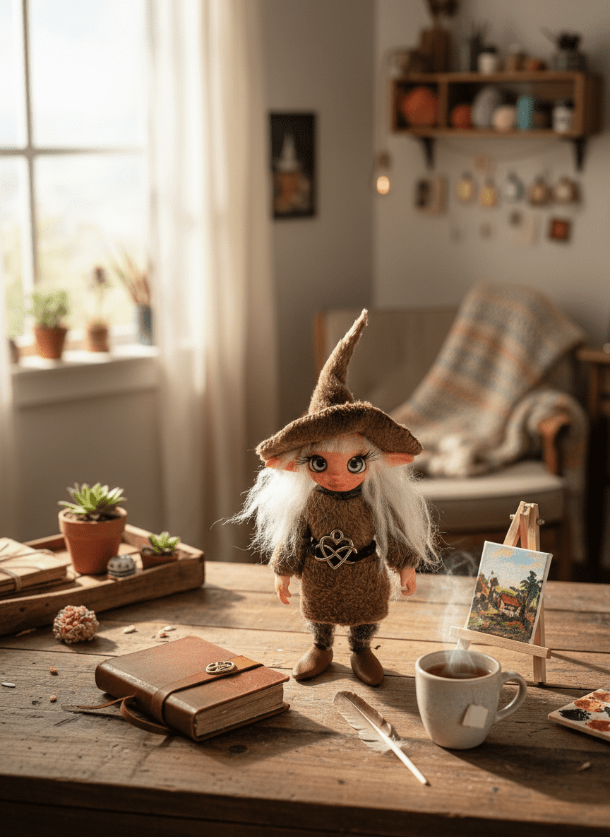 Jazmín - Pixie — handmade anxiety and mental health guardian art piece by Duendes del Uruguay, view 7