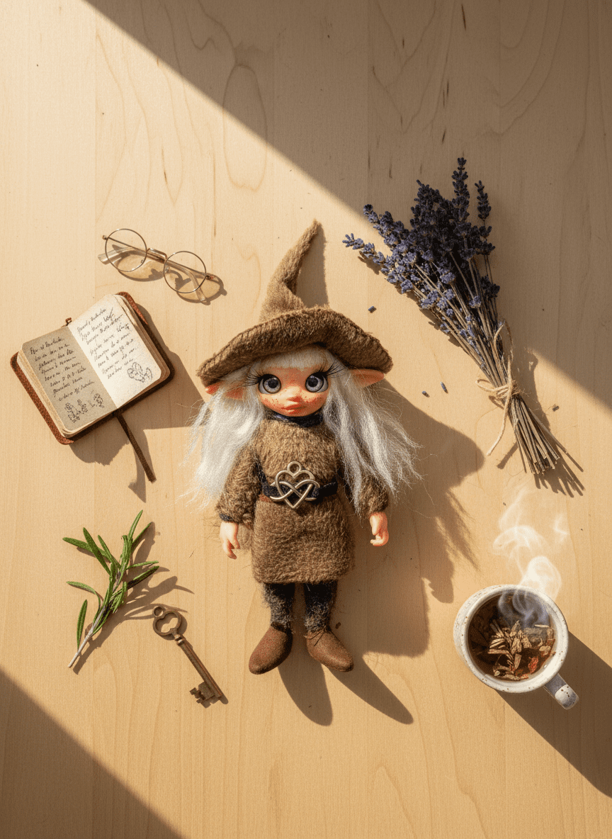 Jazmín - Pixie — handmade anxiety and mental health guardian art piece by Duendes del Uruguay, view 5