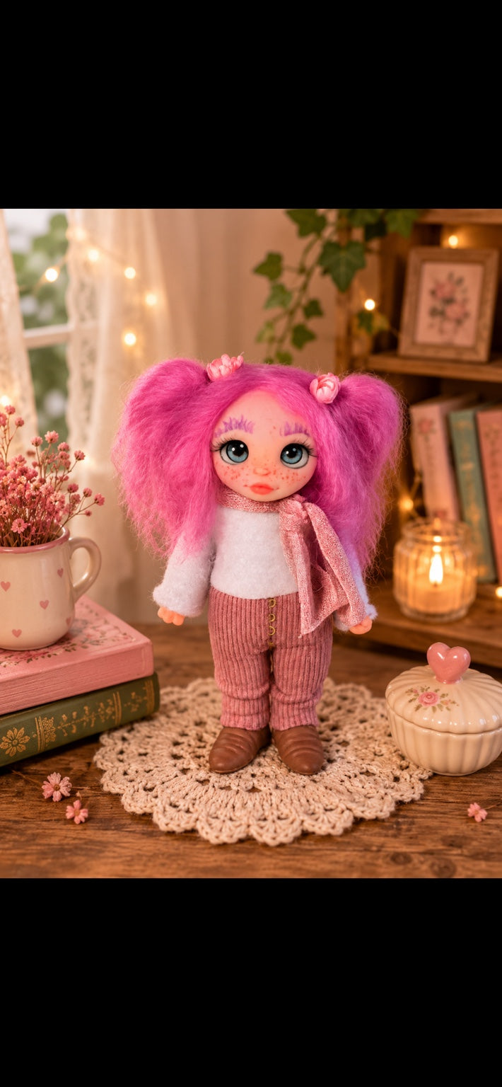 Avenya handmade Pixie in a warm pink floral setting