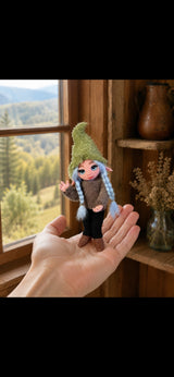 Nirea, Pixie of Gentle Hope, handmade Pixie shown in hand for scale