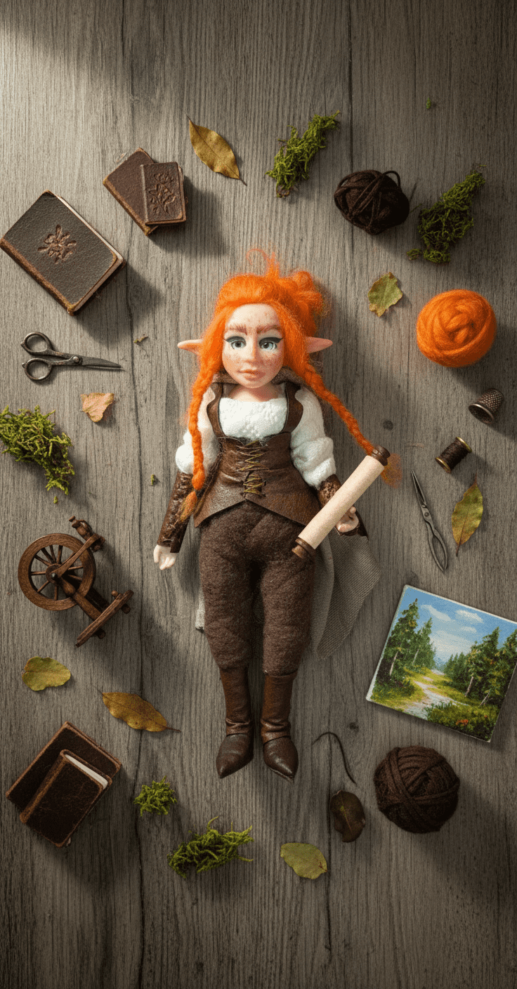 Brianna — handmade wisdom guardian art piece by Duendes del Uruguay, view 5