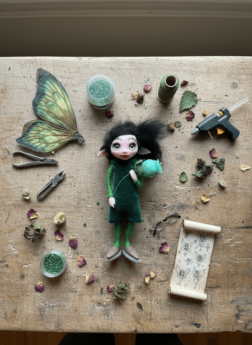 Salvia - Pixie — handmade anxiety and mental health guardian art piece by Duendes del Uruguay, view 3
