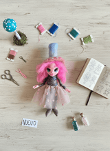 Rosa - Pixie — handmade love and heart guardian art piece by Duendes del Uruguay, view 4