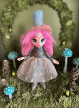 Rosa - Pixie — handmade love and heart guardian art piece by Duendes del Uruguay, view 2