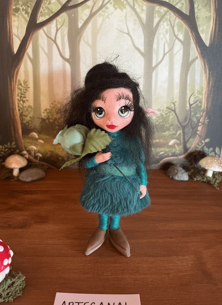 Dalia - Pixie — pieza artística de un guardián de la protección, hecha a mano por Duendes del Uruguay, vista 3.