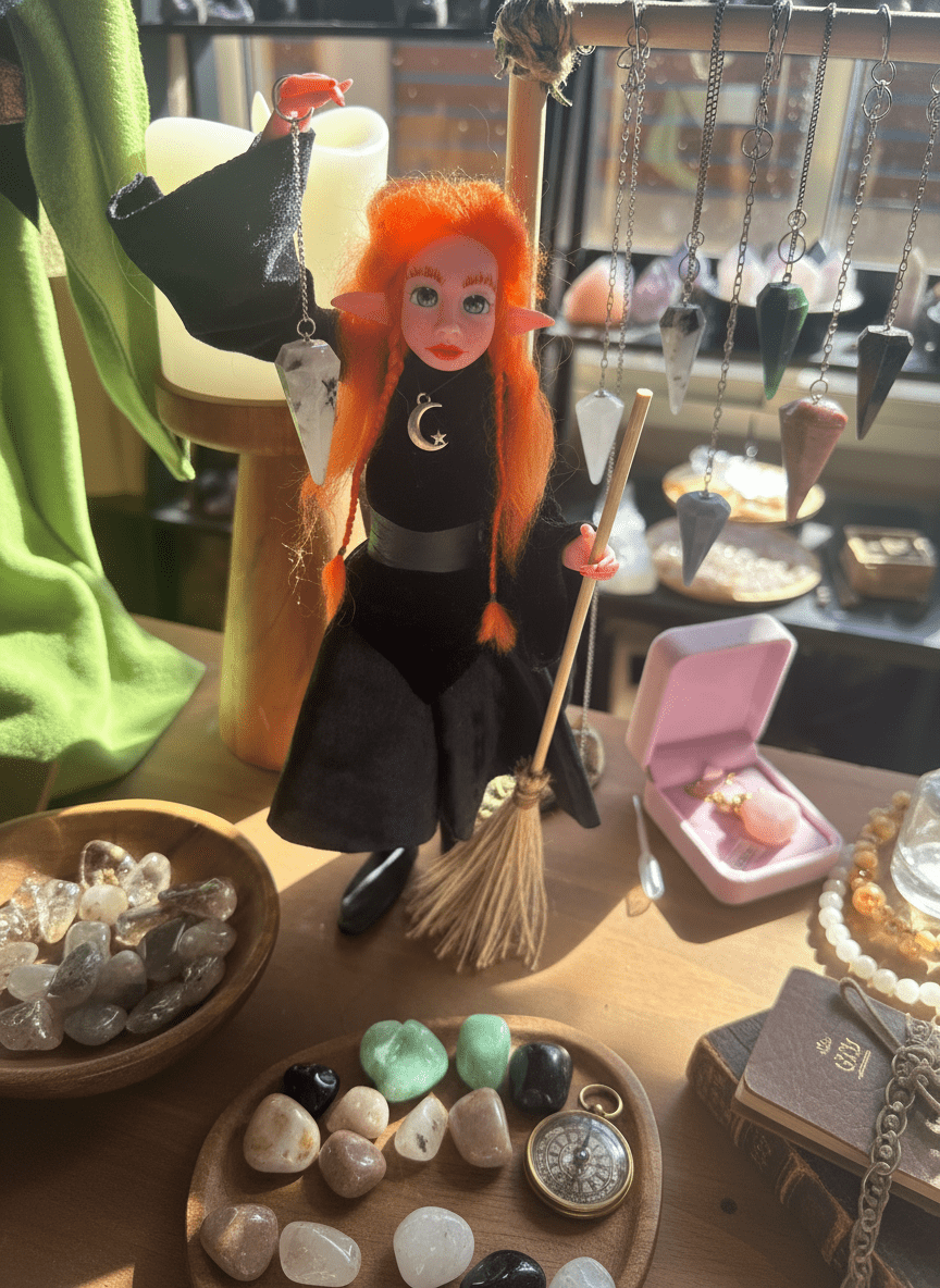 Freya — handmade spirituality guardian art piece by Duendes del Uruguay, view 2