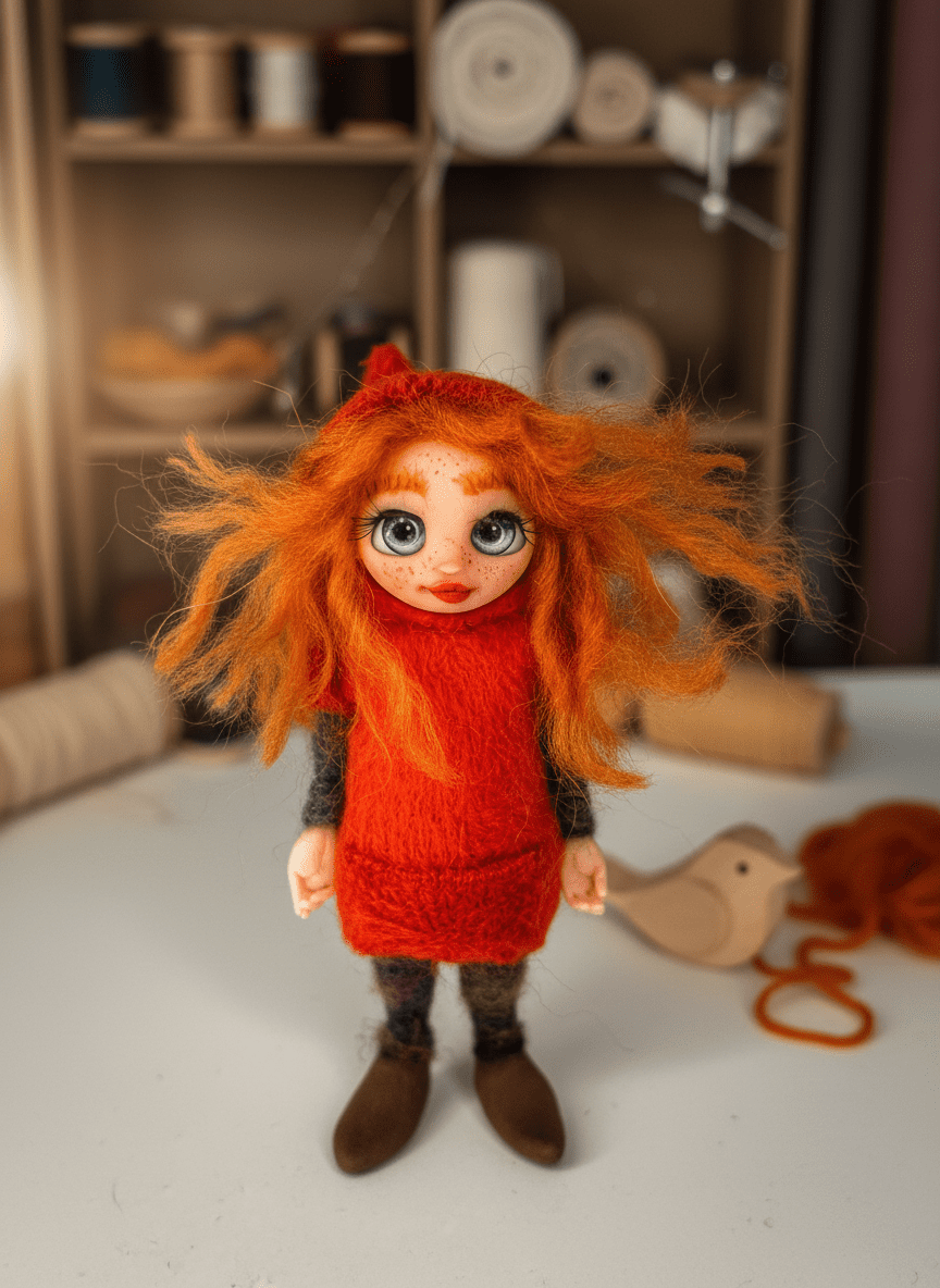 Fiorella - Pixie — handmade love and heart guardian art piece by Duendes del Uruguay, view 5