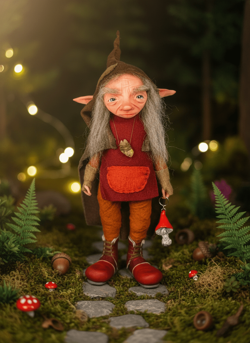 Neil — handmade abundance and money guardian art piece by Duendes del Uruguay, view 2