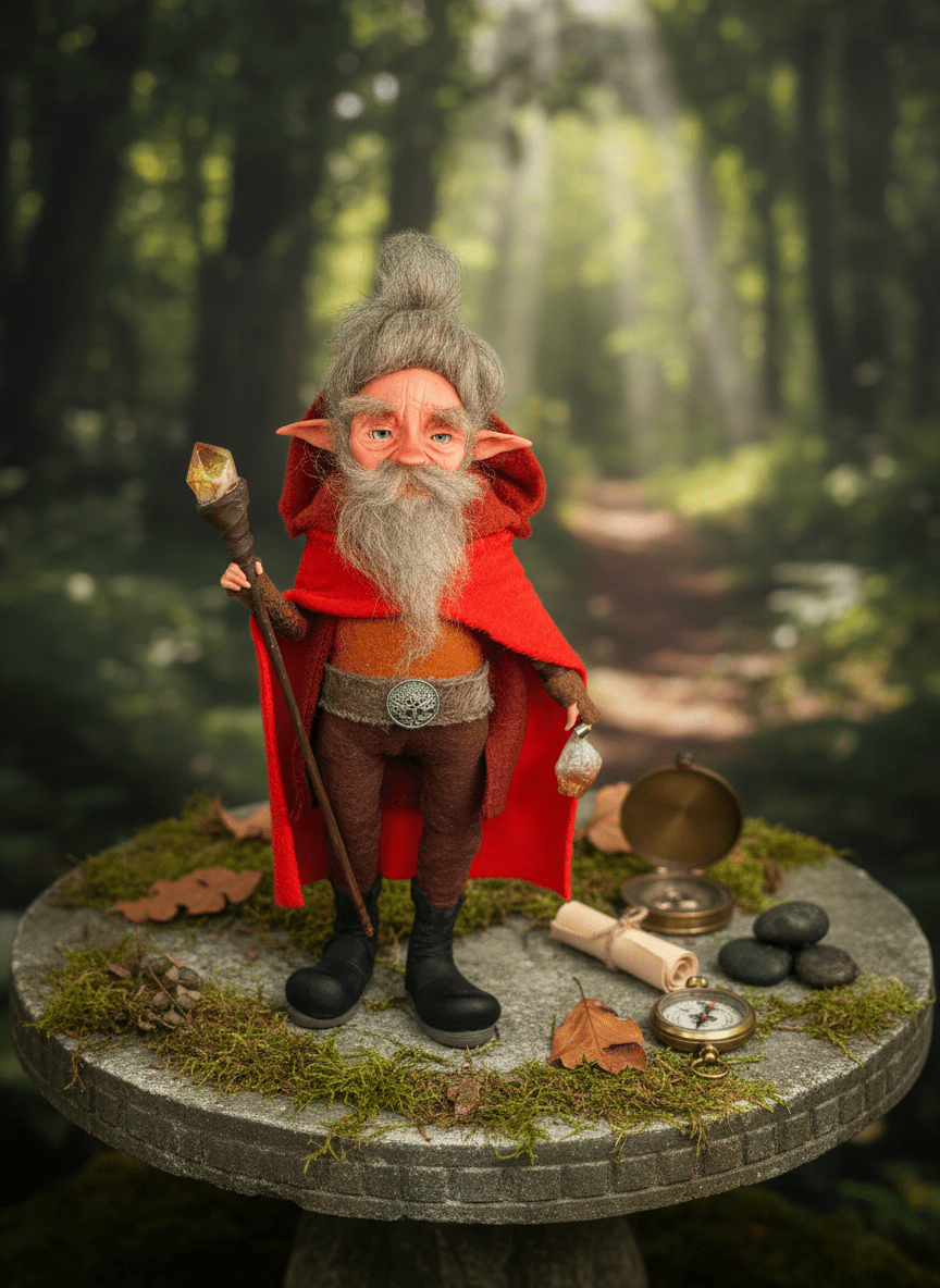 Emir — handmade abundance and money guardian art piece by Duendes del Uruguay, view 4
