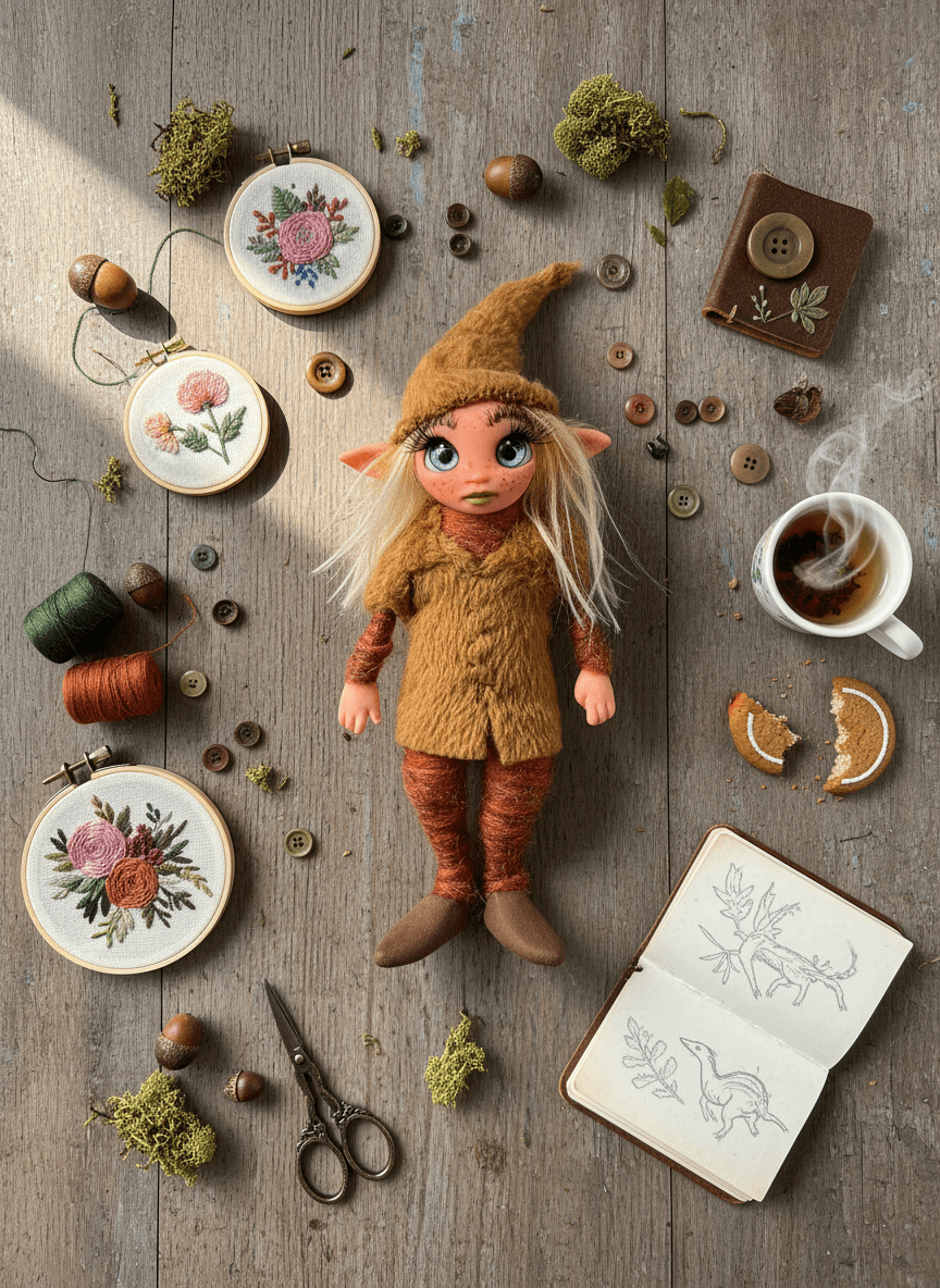 Daisy - Pixie — handmade abundance and money guardian art piece by Duendes del Uruguay, view 4