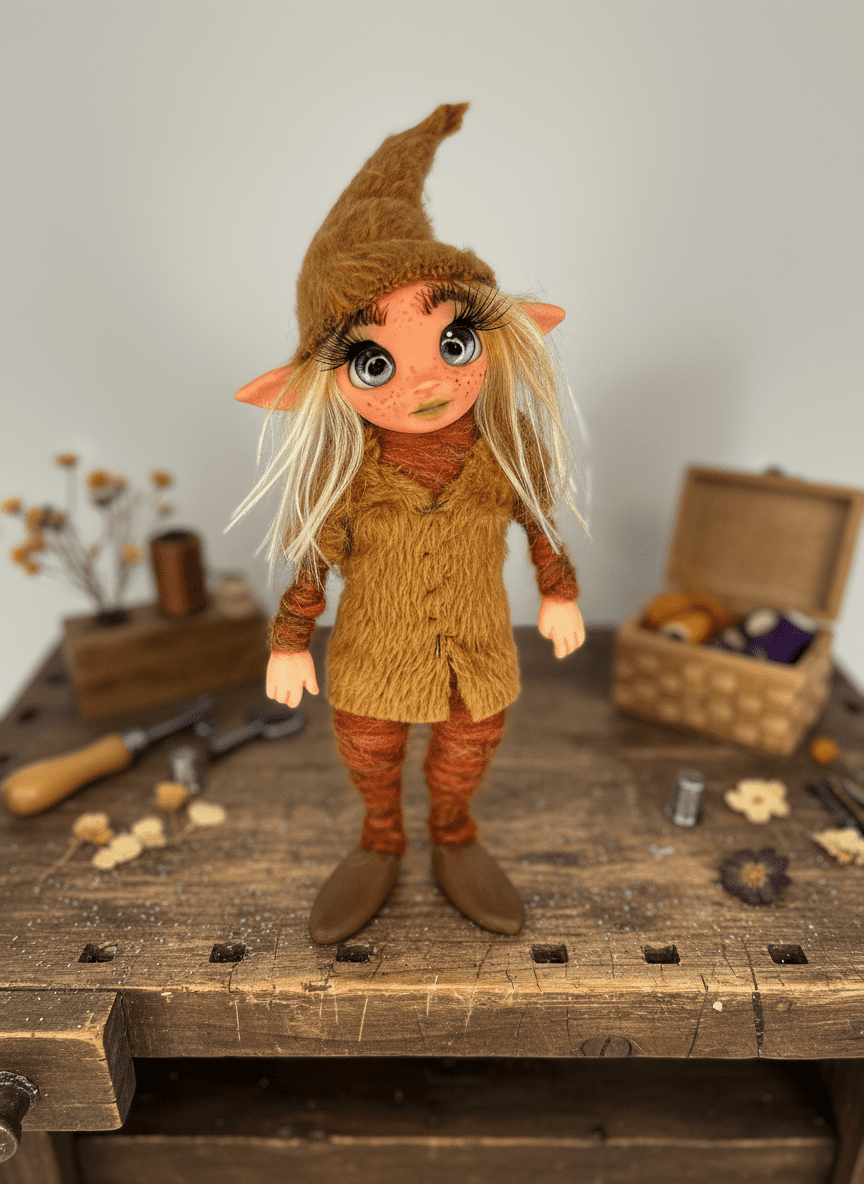 Daisy - Pixie — handmade abundance and money guardian art piece by Duendes del Uruguay, view 2