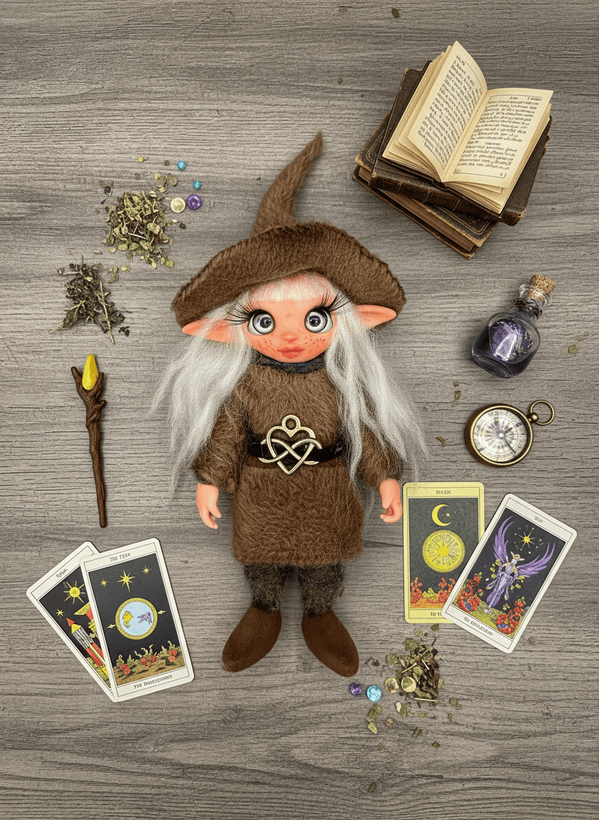 Jazmín - Pixie — handmade anxiety and mental health guardian art piece by Duendes del Uruguay, view 2