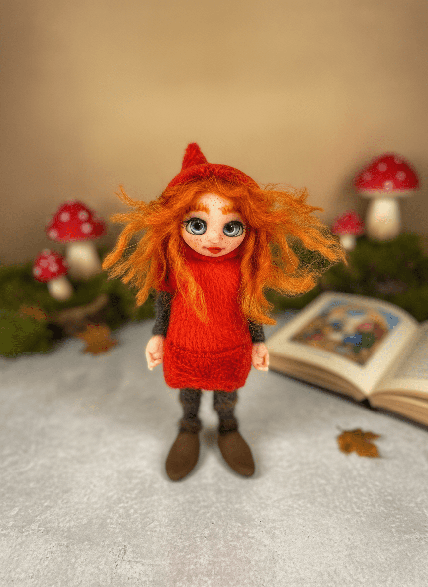 Fiorella - Pixie — handmade love and heart guardian art piece by Duendes del Uruguay, view 2