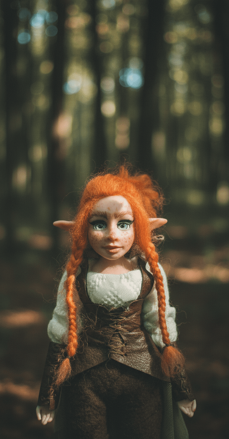 Brianna — handmade wisdom guardian art piece by Duendes del Uruguay, view 3