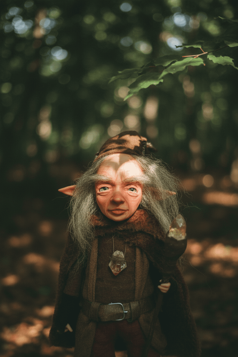 Teo — handmade wisdom guardian art piece by Duendes del Uruguay, view 2