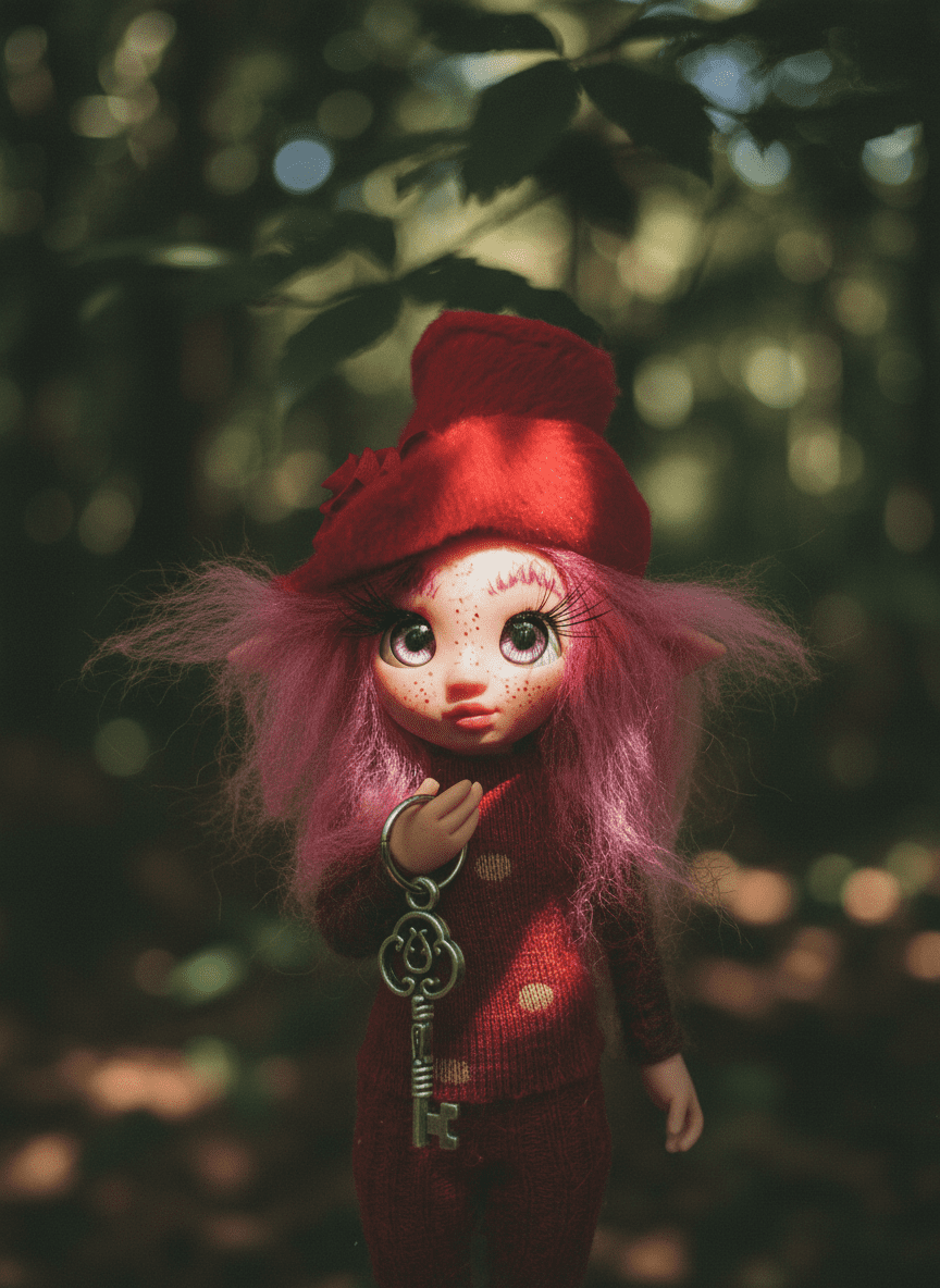 Daphne - Pixie, a handmade path-opener guardian art piece by Duendes del Uruguay