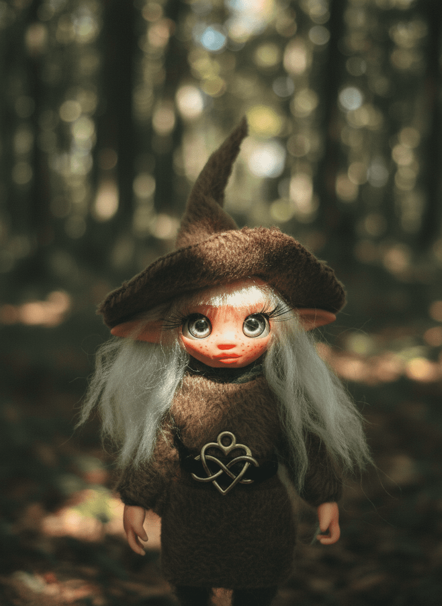 Jazmín - Pixie, a handmade anxiety and mental health guardian art piece by Duendes del Uruguay