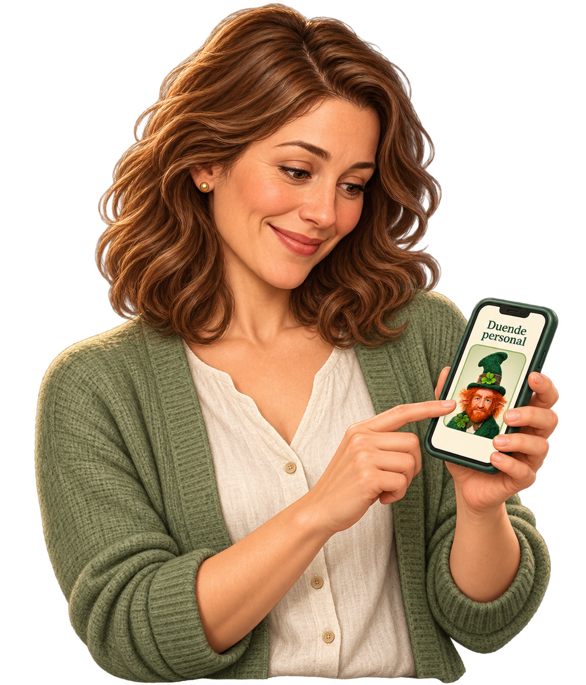 Illustration of a person choosing their personal guardian on a phone.