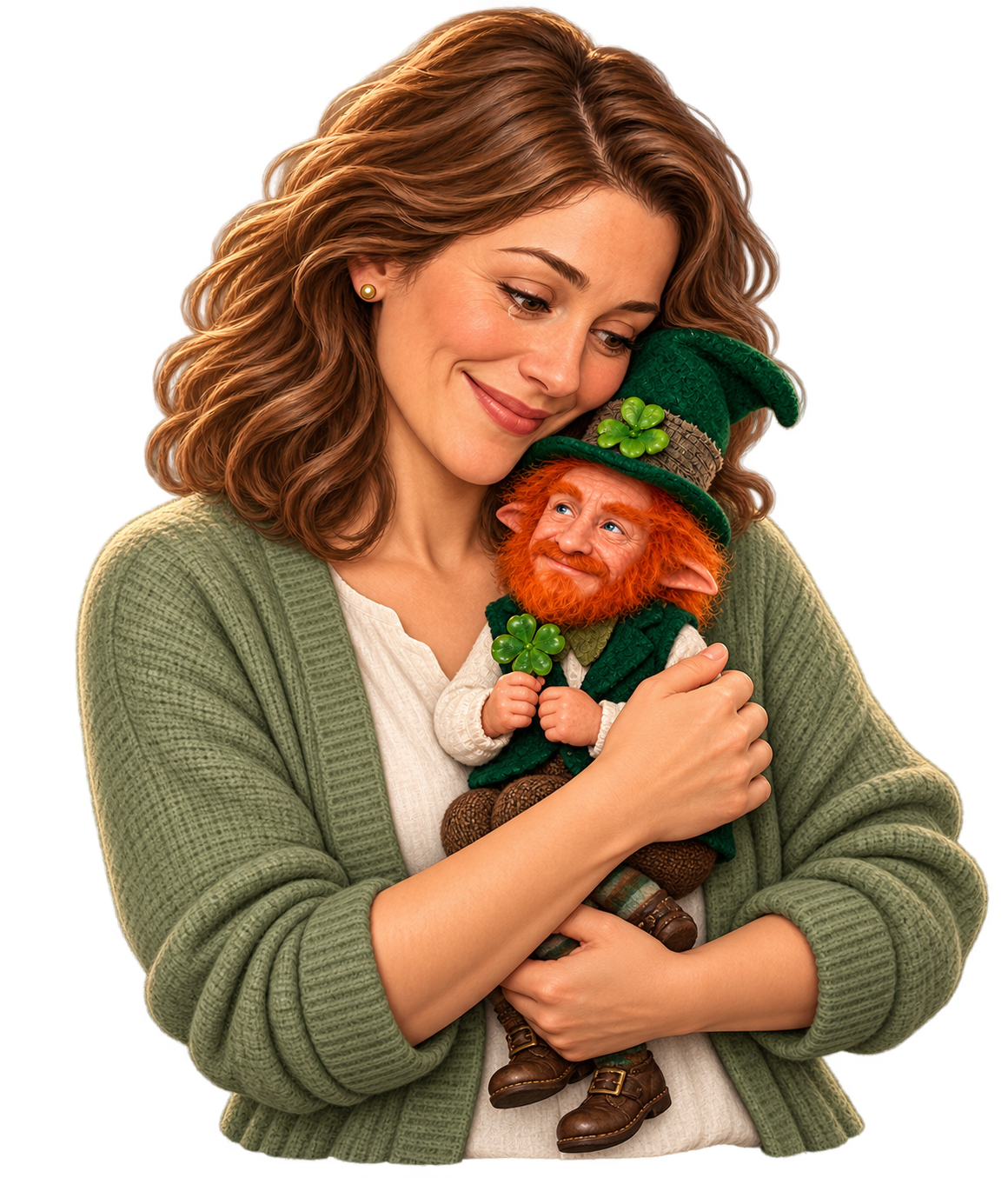 Illustration of the same person happily receiving their personal guardian.